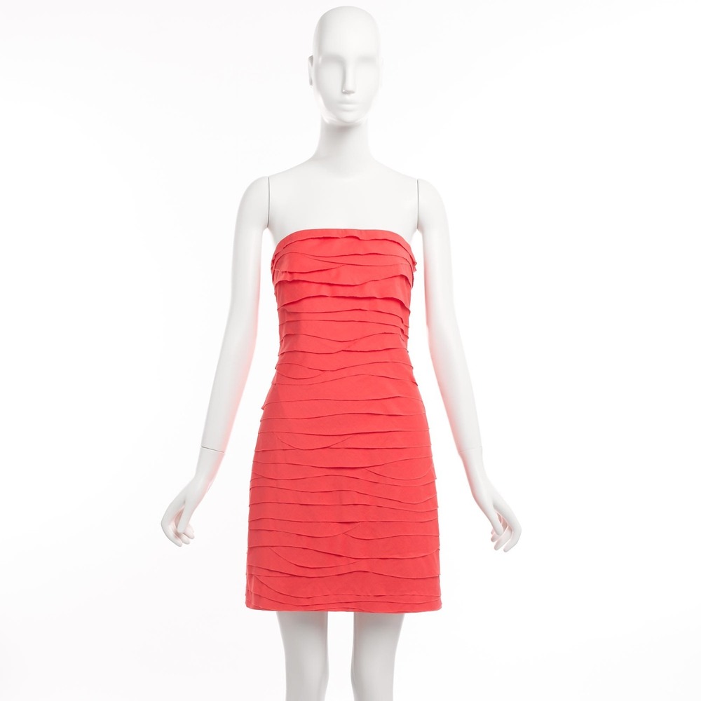 J Crew Size 0 Coral Cutwave Strapless Dress Size Layered Tiers $168 NWT